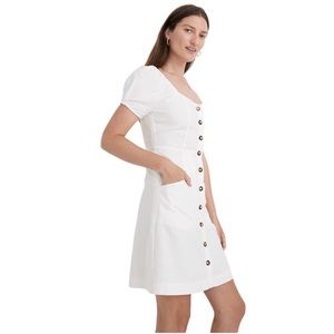 MADEWELL Linen Cotton Puff Sleeve Mini Button Down Dress